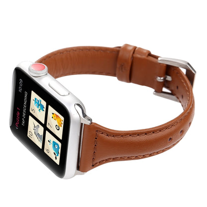 Simple Fashion Genuine Leather T Type Watch Band for Apple Watch Series 3 & 2 & 1 38mm(Brown) - Watch Bands by buy2fix | Online Shopping UK | buy2fix