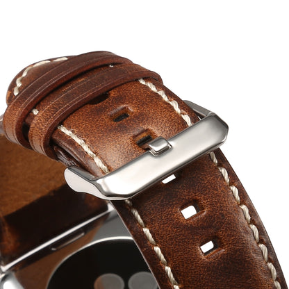 Denior Oil Wax Retro Watch Leather Watch Band for Apple Watch Series 7 41mm / 6 & SE & 5 & 4 40mm / 3 & 2 & 1 38mm (Brown) - Watch Bands by Denior | Online Shopping UK | buy2fix