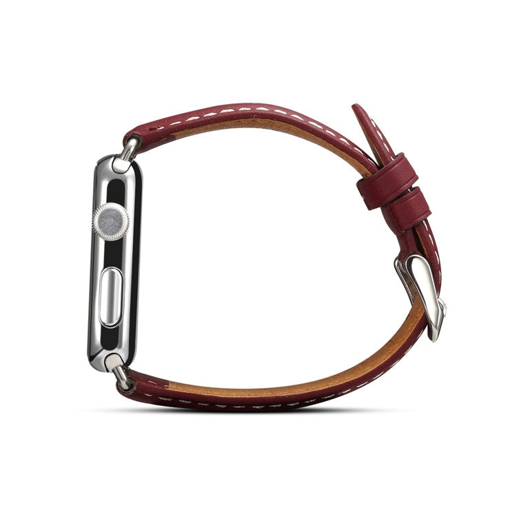 Denior Environmental Luxury Car Watch Leather Watch Band for Apple Watch Ultra 49mm&Watch Ultra 2 49mm / Series 10 46mm / 9&8&7 45mm / SE 3&SE 2&6&SE&5&4 44mm / 3&2&1 42mm(Dark Red) - Watch Bands by Denior | Online Shopping UK | buy2fix