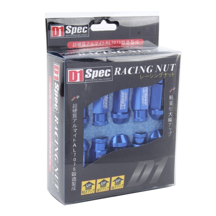 20 in 1 D1 Spec P1.5 M12x1.25 Racing Wheel Nut, Length: 40mm (Blue) - Nuts & Bolts by buy2fix | Online Shopping UK | buy2fix