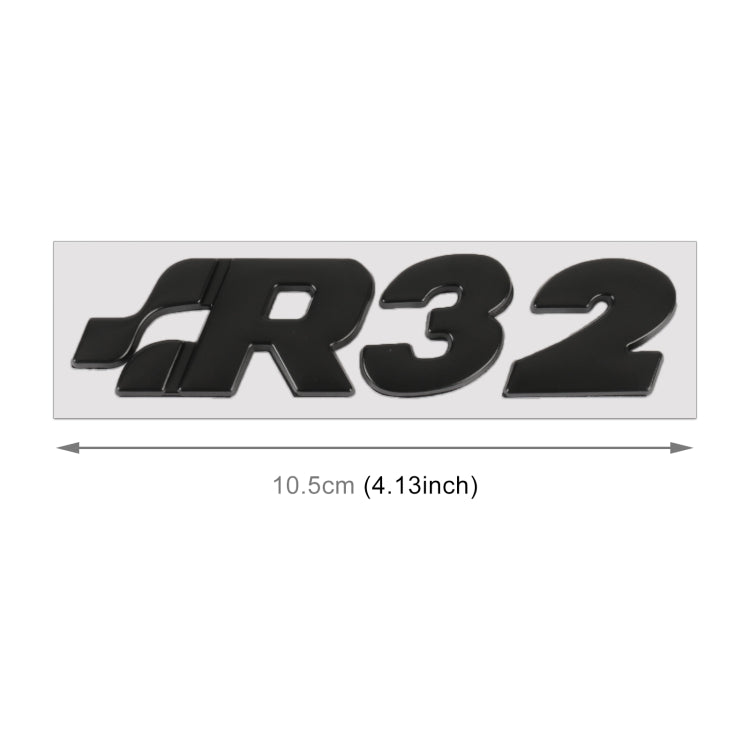 Car R32 Pattern 3D Metal Personalized Decorative Stickers, Size: 10.5 x 3 x 0.5cm (Black) - 3D Metal Sticker by buy2fix | Online Shopping UK | buy2fix
