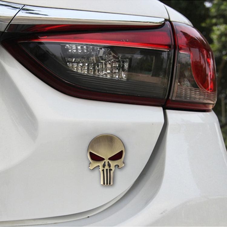 Gold Skull with Red Eyes Metal Car Sticker - 3D Metal Sticker by buy2fix | Online Shopping UK | buy2fix