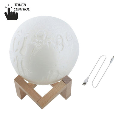 Customized Touch Switch 3-color 3D Print Moon Lamp USB Charging Energy-saving LED Night Light with Wooden Holder Base, Diameter:10cm - Night Lights by buy2fix | Online Shopping UK | buy2fix