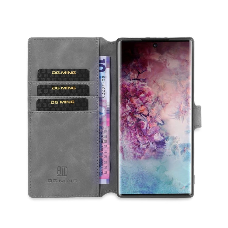 DG.MING Retro Oil Side Horizontal Flip Case with Holder & Card Slots & Wallet for Galaxy Note 10+(Grey) - Galaxy Phone Cases by DG.MING | Online Shopping UK | buy2fix