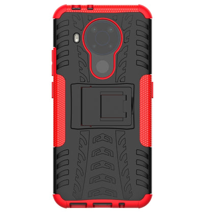 For Nokia 3.4 / 5.4 Tire Texture Shockproof TPU+PC Protective Case with Holder(Red) - Nokia Cases by buy2fix | Online Shopping UK | buy2fix