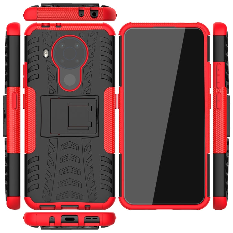 For Nokia 3.4 / 5.4 Tire Texture Shockproof TPU+PC Protective Case with Holder(Red) - Nokia Cases by buy2fix | Online Shopping UK | buy2fix
