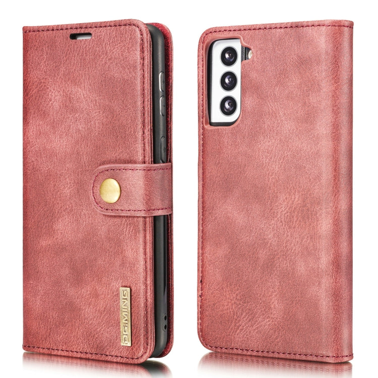 For Samsung Galaxy S21 5G DG.MING Crazy Horse Texture Flip Detachable Magnetic Leather Case with Holder & Card Slots & Wallet(Red) - Galaxy S21 5G Cases by DG.MING | Online Shopping UK | buy2fix