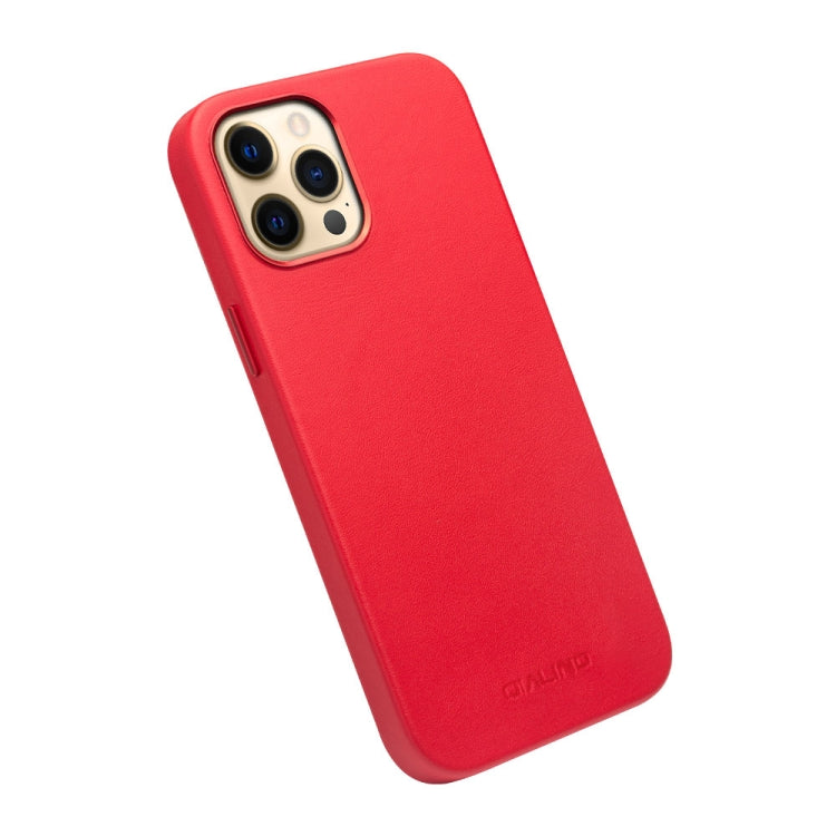 For iPhone 12 Pro Max QIALINO Nappa Leather Shockproof Magsafe Case(Red) - iPhone 12 Pro Max Cases by QIALINO | Online Shopping UK | buy2fix