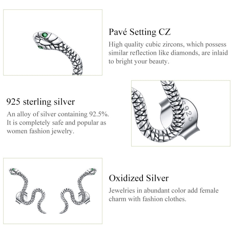 S925 Sterling Silver Smart Snake Ear Studs Women Earrings - Stud Earrings & Earrings by buy2fix | Online Shopping UK | buy2fix