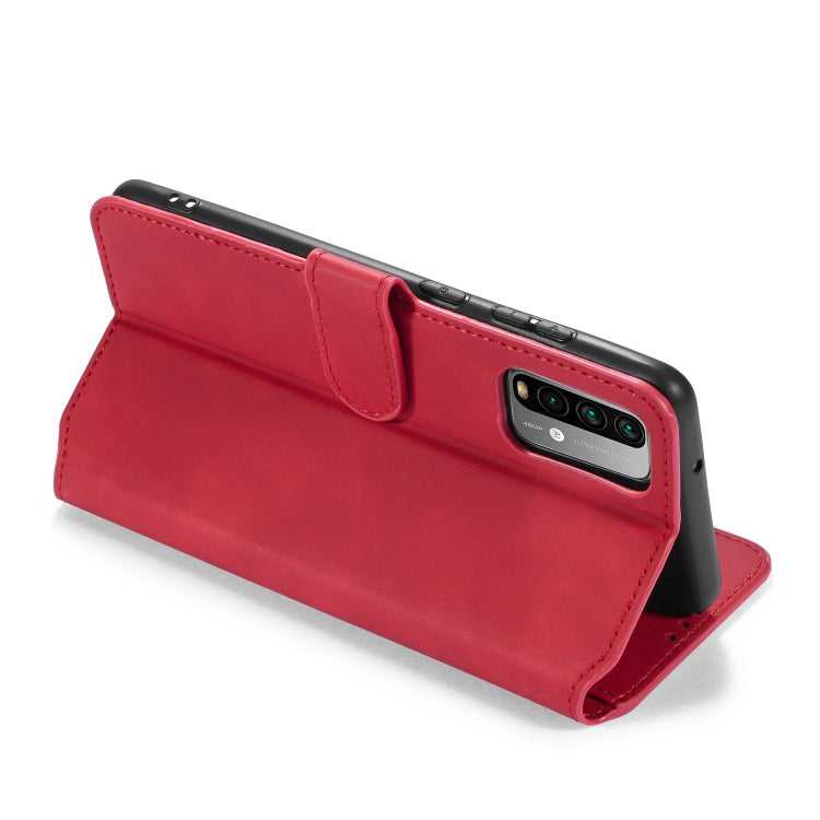 For Xiaomi Redmi Note 9 4G DG.MING Retro Oil Side Horizontal Flip Leather Case with Holder & Card Slots & Wallet(Red) - Xiaomi Cases by DG.MING | Online Shopping UK | buy2fix