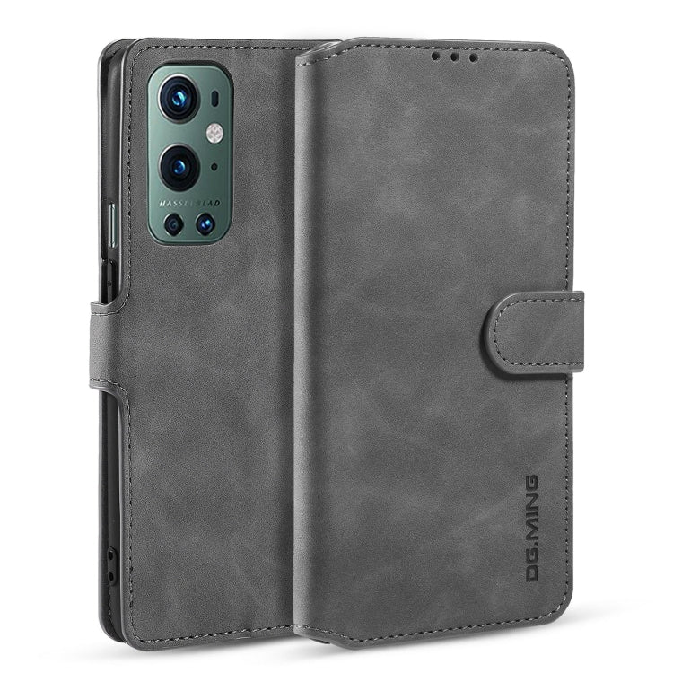 For OnePlus 9 Pro DG.MING Retro Oil Side Horizontal Flip Leather Case with Holder & Card Slots & Wallet(Grey) - OnePlus Cases by DG.MING | Online Shopping UK | buy2fix