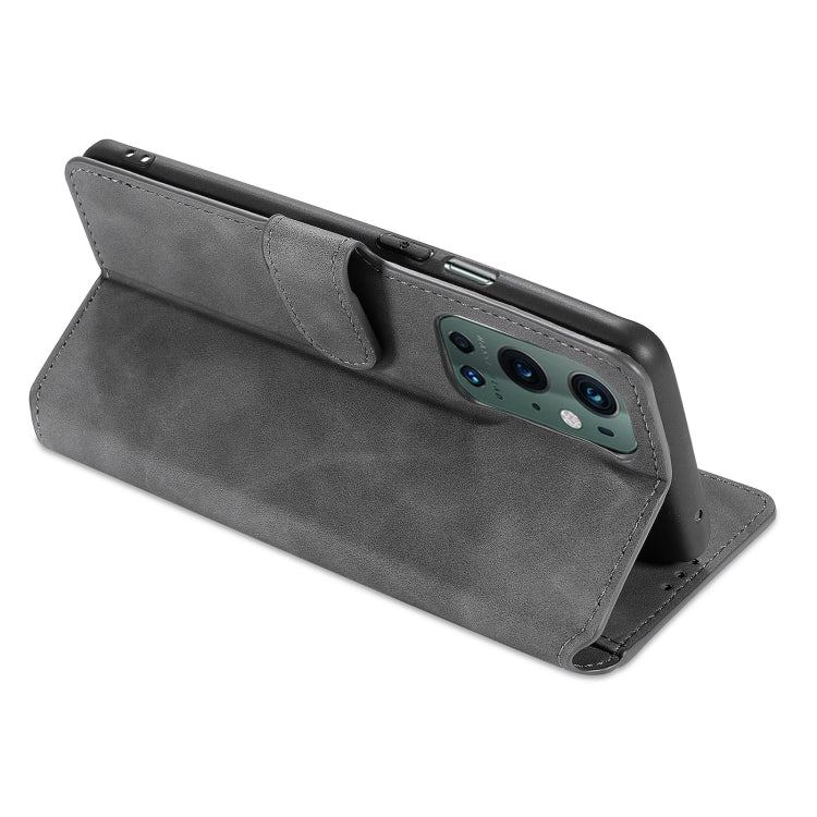 For OnePlus 9 Pro DG.MING Retro Oil Side Horizontal Flip Leather Case with Holder & Card Slots & Wallet(Grey) - OnePlus Cases by DG.MING | Online Shopping UK | buy2fix