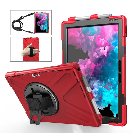 For Microsoft Surface Pro 4 / 5 Shockproof Colorful Silicone + PC Protective Case with Holder & Hand Strap & Pen Slot(Red) - Microsoft by buy2fix | Online Shopping UK | buy2fix