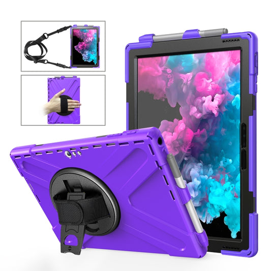 For Microsoft Surface Pro 4 / 5 Shockproof Colorful Silicone + PC Protective Case with Holder & Hand Strap & Pen Slot(Purple) - Microsoft by buy2fix | Online Shopping UK | buy2fix