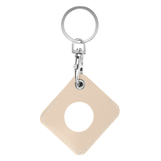 Square PU Leather Case Shockproof Anti-scratch Protective Cover with Keychain Ring Loop For AirTag(Apricot White) - Key Chain Series by MOMAX | Online Shopping UK | buy2fix