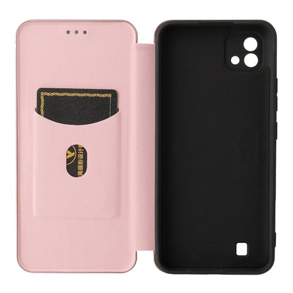For OPPO Realme C11 2021 Carbon Fiber Texture Horizontal Flip TPU + PC + PU Leather Case with Card Slot(Pink) - Realme Cases by buy2fix | Online Shopping UK | buy2fix