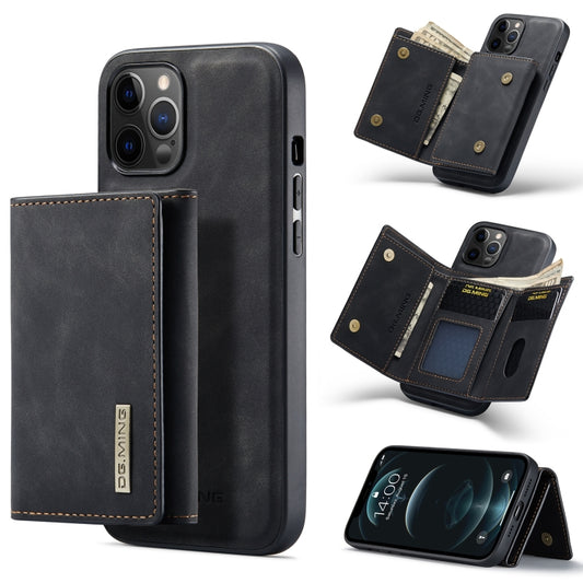 For iPhone 12 Pro Max DG.MING M1 Series 3-Fold Multi Card Wallet + Magnetic Back Cover Shockproof Case with Holder Function(Black) - iPhone 12 Pro Max Cases by DG.MING | Online Shopping UK | buy2fix