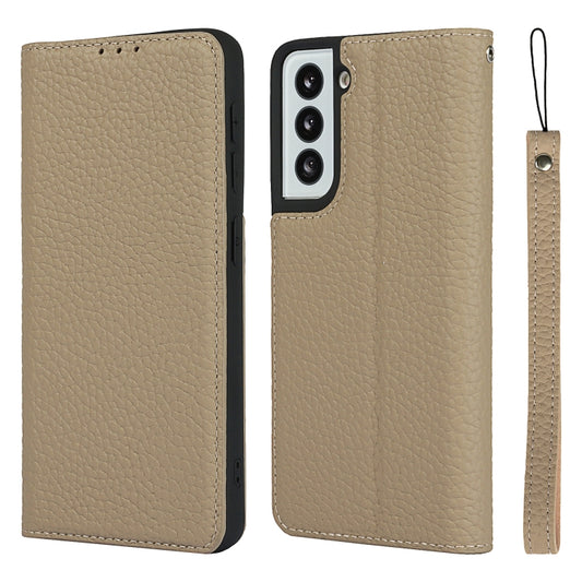 For Samsung Galaxy S21 5G Litchi Genuine Leather Phone Case(Gold) - Galaxy S21+ 5G Cases by buy2fix | Online Shopping UK | buy2fix