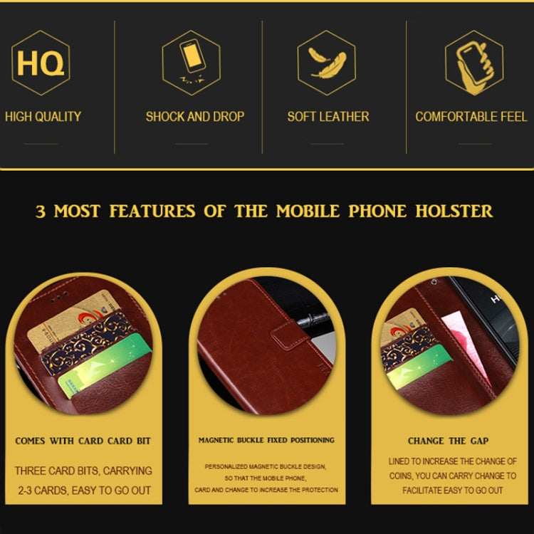 For Doogee X95 / X95 Pro idewei Crazy Horse Texture Horizontal Flip Leather Case with Holder & Card Slots & Wallet(Brown) - More Brand by idewei | Online Shopping UK | buy2fix