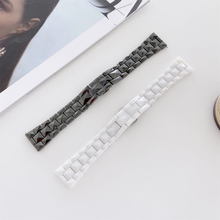 20mm Universal Rhombic Grid Ceramics Watch Band(White) - Watch Bands by buy2fix | Online Shopping UK | buy2fix