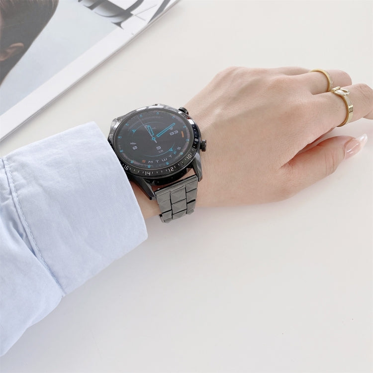 22mm Universal Rhombic Grid Ceramics Watch Band(Black) - Watch Bands by buy2fix | Online Shopping UK | buy2fix