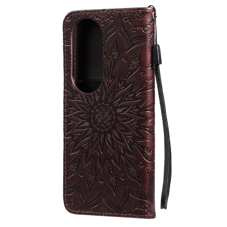 For Huawei P50 Pro Sun Embossing Pattern Horizontal Flip Leather Case with Card Slot & Holder & Wallet & Lanyard(Brown) - Huawei Cases by buy2fix | Online Shopping UK | buy2fix