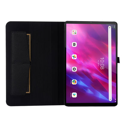 For Lenovo Tab K10 Fabric Texture Horizontal Flip TPU Leather Case with Holder(Black) - Lenovo by buy2fix | Online Shopping UK | buy2fix