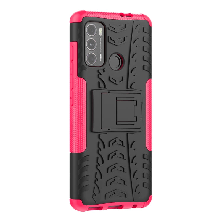For Motorola Moto G60 Tire Texture Shockproof TPU+PC Protective Case with Holder(Pink) - Motorola Cases by buy2fix | Online Shopping UK | buy2fix