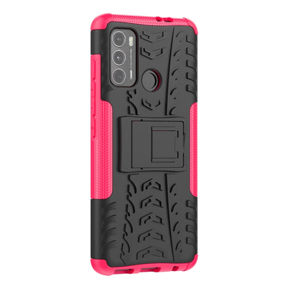 For Motorola Moto G60 Tire Texture Shockproof TPU+PC Protective Case with Holder(Pink) - Motorola Cases by buy2fix | Online Shopping UK | buy2fix