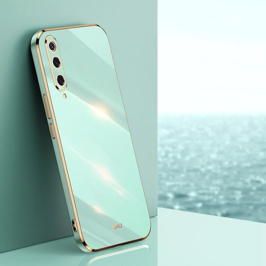 For Xiaomi Mi 9 XINLI Straight 6D Plating Gold Edge TPU Shockproof Case(Mint Green) - Xiaomi Cases by XINLI | Online Shopping UK | buy2fix