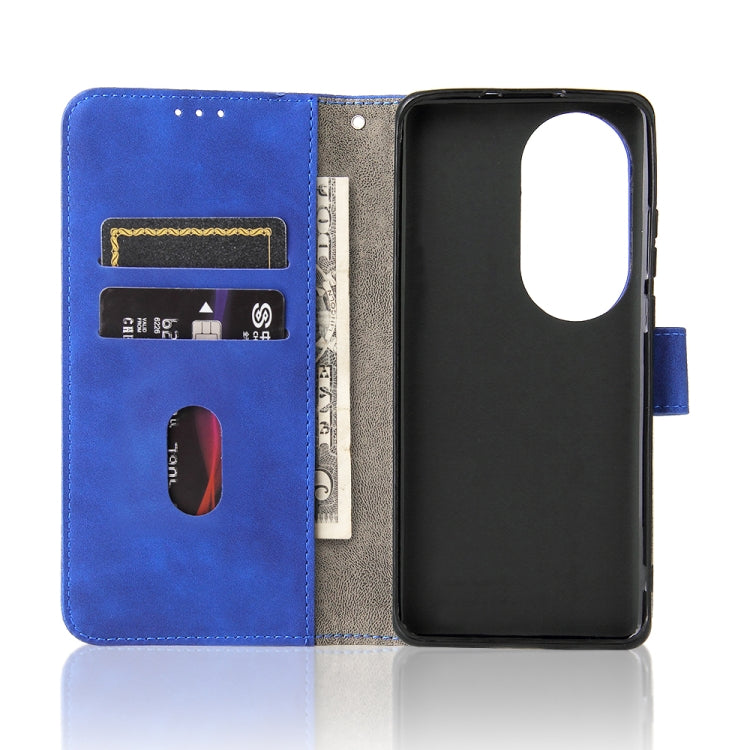 For Huawei P50 Pro Solid Color Skin Feel Magnetic Buckle Horizontal Flip Calf Texture PU Leather Case with Holder & Card Slots & Wallet(Blue) - Huawei Cases by buy2fix | Online Shopping UK | buy2fix