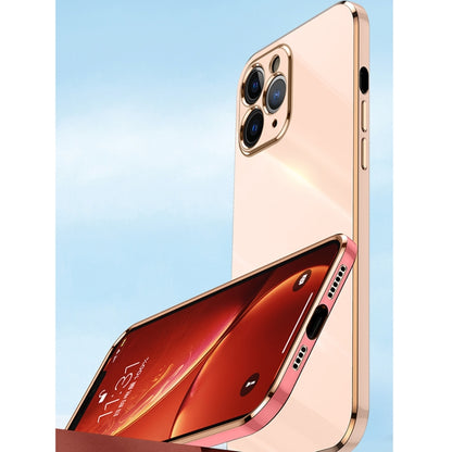 For iPhone 12 XINLI Straight 6D Plating Gold Edge TPU Shockproof Case(Hawthorn Red) - iPhone 12 / 12 Pro Cases by XINLI | Online Shopping UK | buy2fix