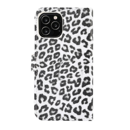 For iPhone 13 Leopard Pattern Horizontal Flip PC + PU Leather Case with Holder & Card Slots & Wallet(White) - iPhone 13 Cases by buy2fix | Online Shopping UK | buy2fix