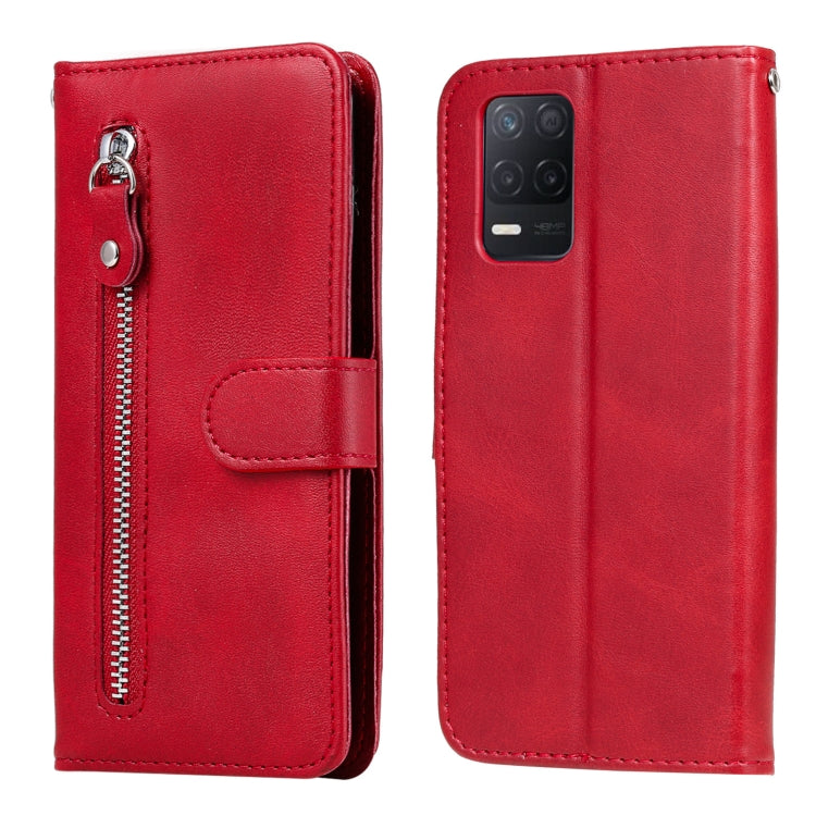 For OPPO Realme 8 5G / Realme V13 5G Fashion Calf Texture Zipper Horizontal Flip Leather Case with Stand & Card Slots & Wallet Function(Red) - Realme Cases by buy2fix | Online Shopping UK | buy2fix