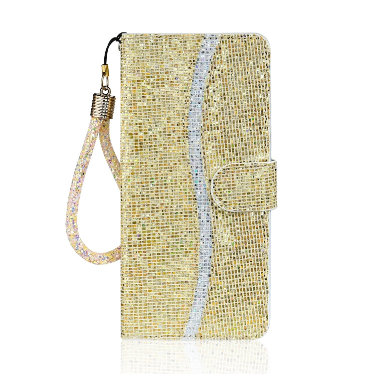 For iPhone 13 mini Glitter Powder Horizontal Flip Leather Case with Card Slots & Holder & Lanyard (Gold) - iPhone 13 mini Cases by buy2fix | Online Shopping UK | buy2fix