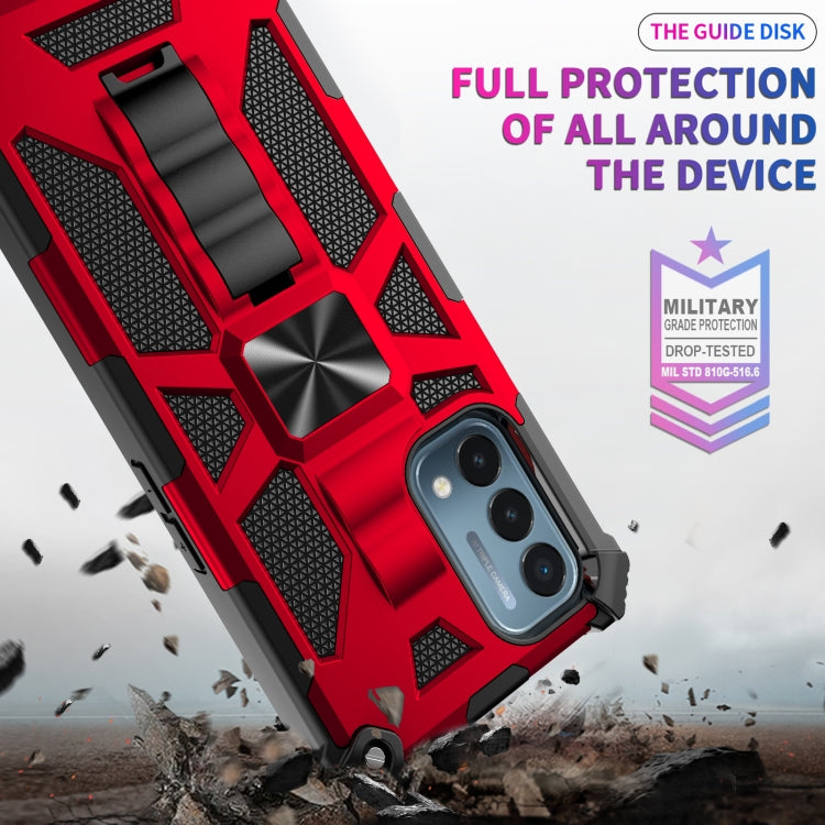 For OPPO A54 4G / A55 5G Shockproof TPU + PC Magnetic Protective Case with Holder(Red) - OPPO Cases by buy2fix | Online Shopping UK | buy2fix