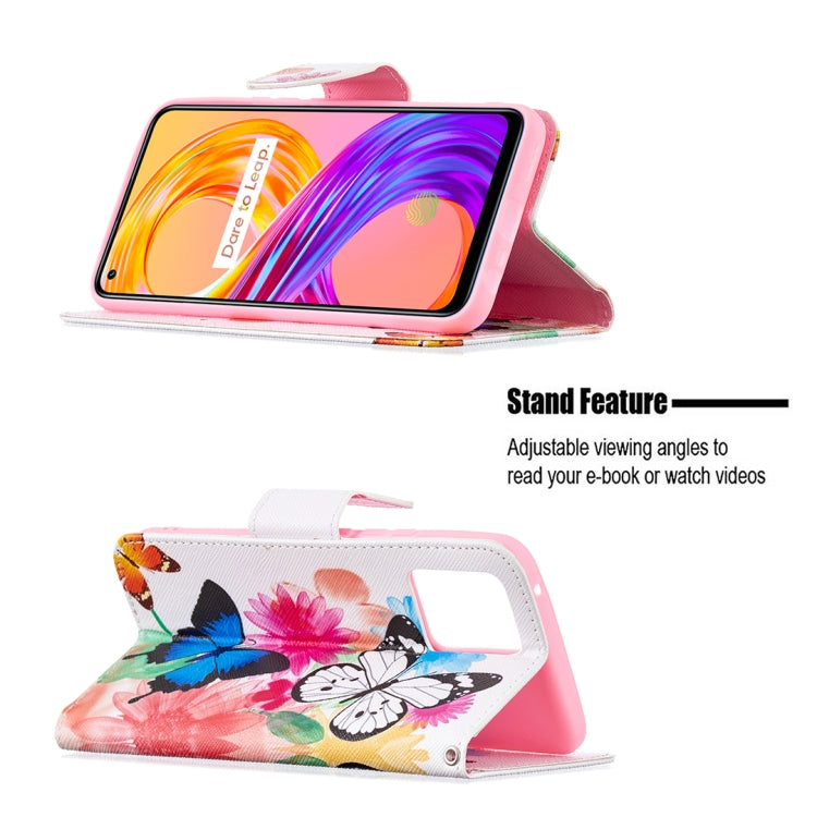 For OPPO Realme 8 / Realme 8 Pro Colored Drawing Pattern Horizontal Flip Leather Case with Holder & Card Slots & Wallet(Butterflies) - Realme Cases by buy2fix | Online Shopping UK | buy2fix