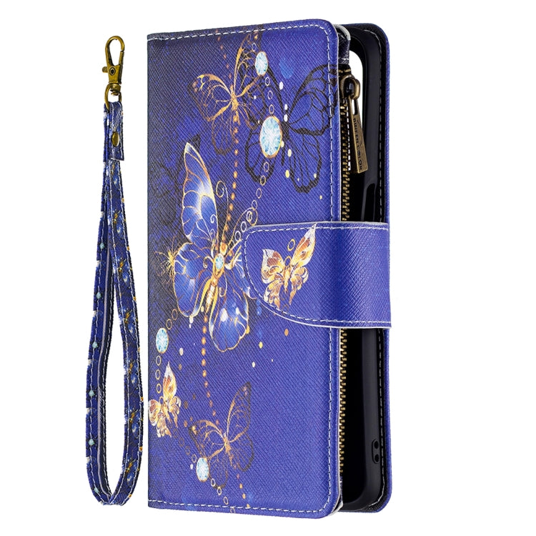 For OPPO A74 5G/A93 5G/A54 5G Colored Drawing Pattern Zipper Horizontal Flip Leather Case with Holder & Card Slots & Wallet(Purple Butterfly) - OPPO Cases by buy2fix | Online Shopping UK | buy2fix