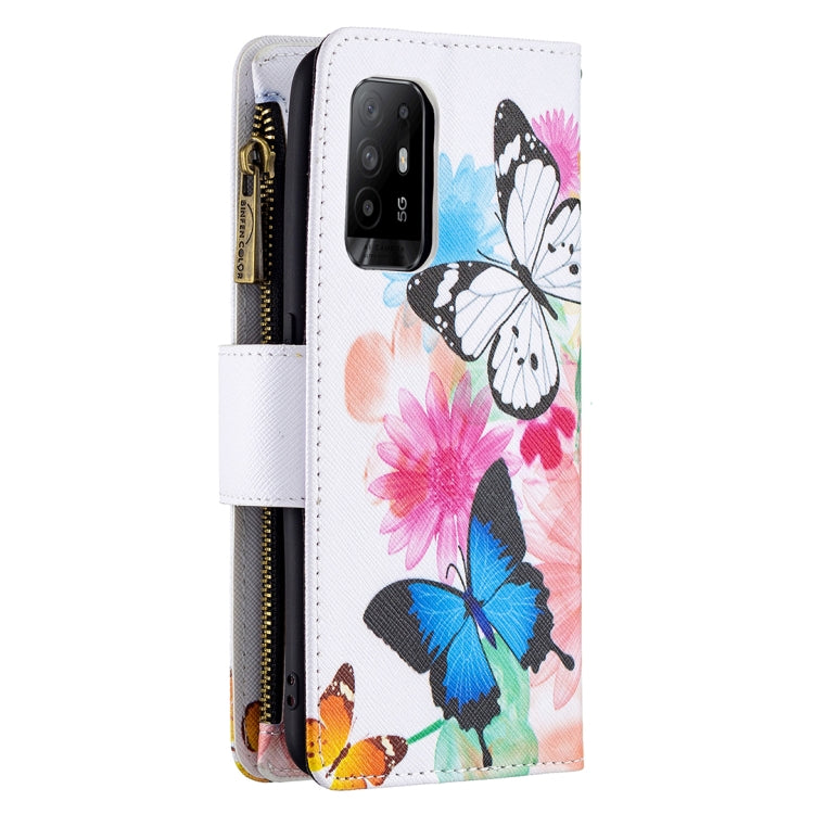 For OPPO A94 5G/F19 Pro+ 5G/Reno5 Z 5G Colored Drawing Pattern Zipper Horizontal Flip Leather Case with Holder & Card Slots & Wallet(Two Butterflies) - OPPO Cases by buy2fix | Online Shopping UK | buy2fix