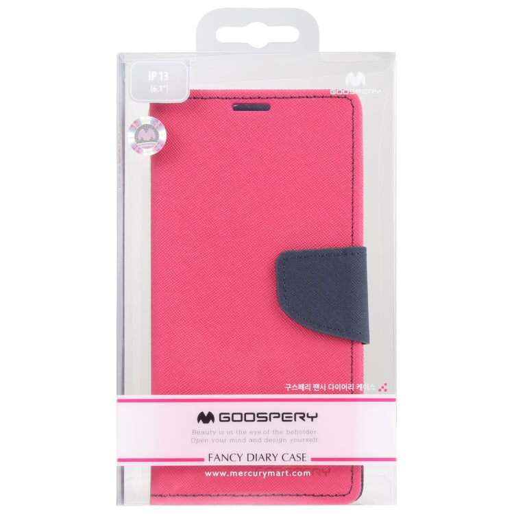 For iPhone 13 GOOSPERY FANCY DIARY Cross Pattern Horizontal Flip Leather Case with Holder & Card Slots & Wallet(Rose Red) - iPhone 13 Cases by GOOSPERY | Online Shopping UK | buy2fix