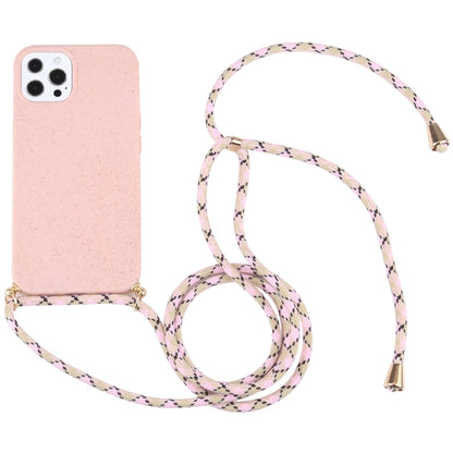 For iPhone 13 Pro Wheat Straw Material + TPU Shockproof Case with Neck Lanyard (Pink) - iPhone 13 Pro Cases by buy2fix | Online Shopping UK | buy2fix