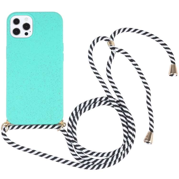 For iPhone 13 Pro Wheat Straw Material + TPU Shockproof Case with Neck Lanyard (Green) - iPhone 13 Pro Cases by buy2fix | Online Shopping UK | buy2fix