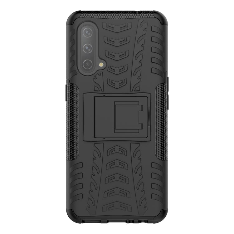 For OnePlus Nord CE 5G Tire Texture Shockproof TPU+PC Protective Case with Holder(Black) - OnePlus Cases by buy2fix | Online Shopping UK | buy2fix