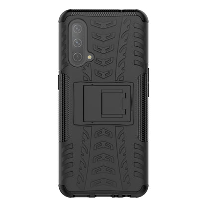 For OnePlus Nord CE 5G Tire Texture Shockproof TPU+PC Protective Case with Holder(Black) - OnePlus Cases by buy2fix | Online Shopping UK | buy2fix