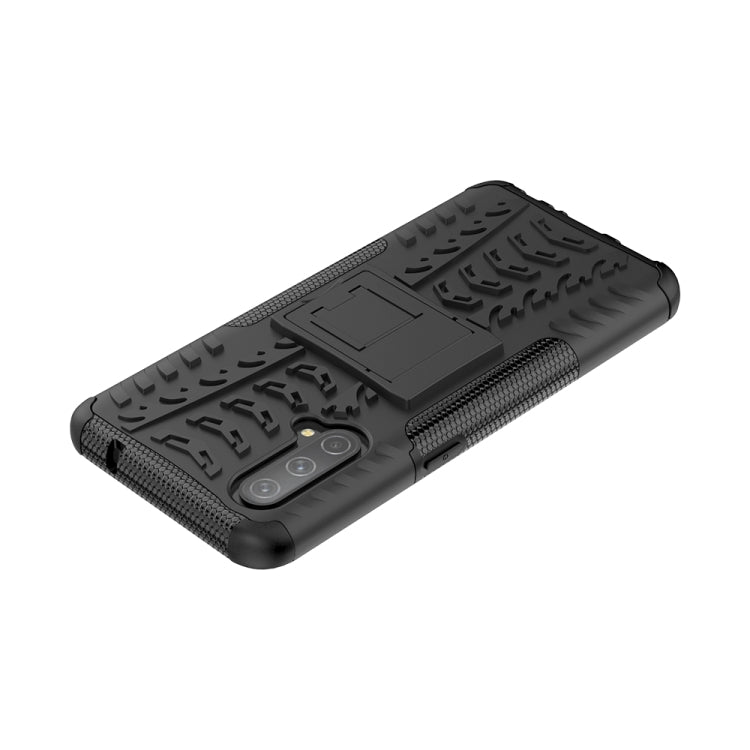 For OnePlus Nord CE 5G Tire Texture Shockproof TPU+PC Protective Case with Holder(Black) - OnePlus Cases by buy2fix | Online Shopping UK | buy2fix