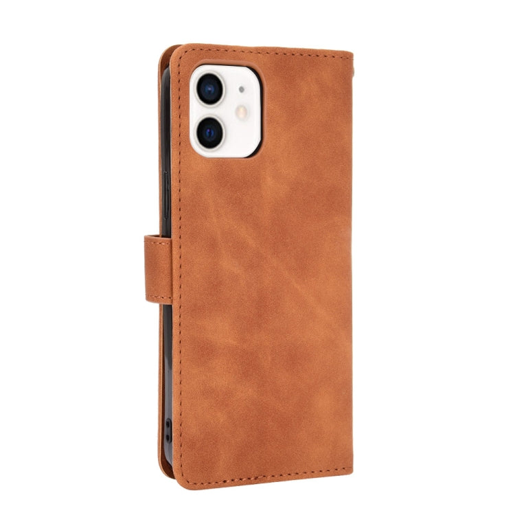 For iPhone 13 Solid Color Skin Feel Magnetic Buckle Horizontal Flip Calf Texture PU Leather Case with Holder & Card Slots & Wallet(Brown) - iPhone 13 Cases by buy2fix | Online Shopping UK | buy2fix