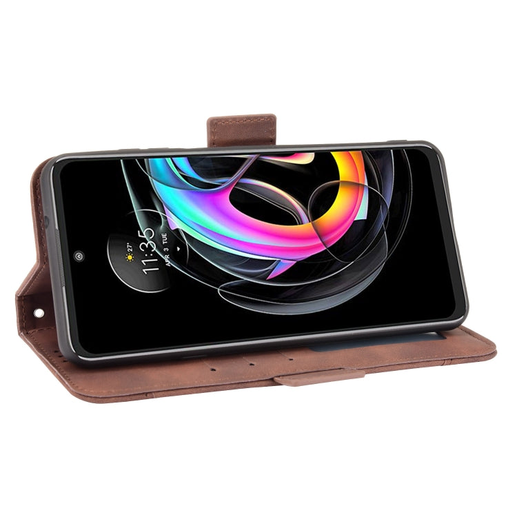 For Motorola Moto Edge 20 Lite Skin Feel Calf Pattern Horizontal Flip Leather Case with Holder & Card Slots & Photo Frame(Brown) - Motorola Cases by buy2fix | Online Shopping UK | buy2fix