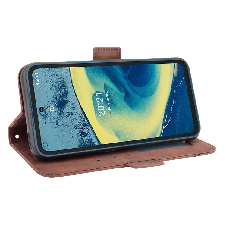 For Nokia XR20 Skin Feel Calf Pattern Horizontal Flip Leather Case with Holder & Card Slots & Photo Frame(Brown) - Nokia Cases by buy2fix | Online Shopping UK | buy2fix