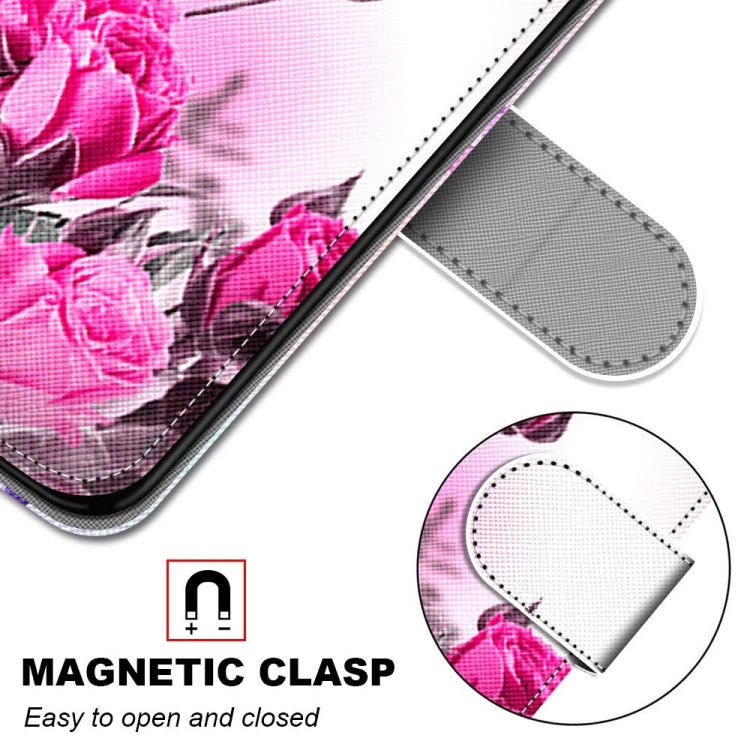 For iPhone 13 Coloured Drawing Cross Texture Horizontal Flip PU Leather Case with Holder & Card Slots & Wallet & Lanyard(Wild Rose) - iPhone 13 Cases by buy2fix | Online Shopping UK | buy2fix