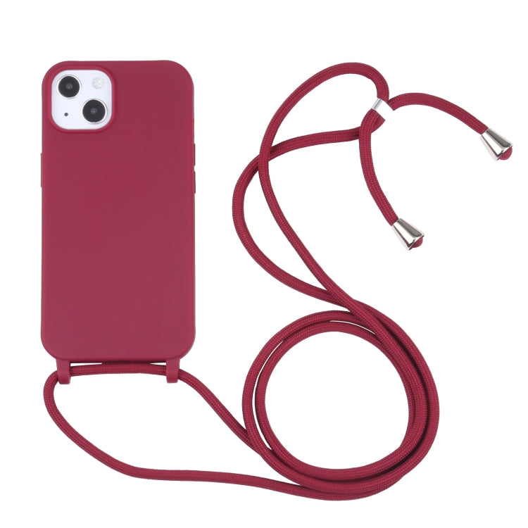 For iPhone 13 Candy Colors TPU Protective Case with Lanyard(Red) - iPhone 13 Cases by buy2fix | Online Shopping UK | buy2fix